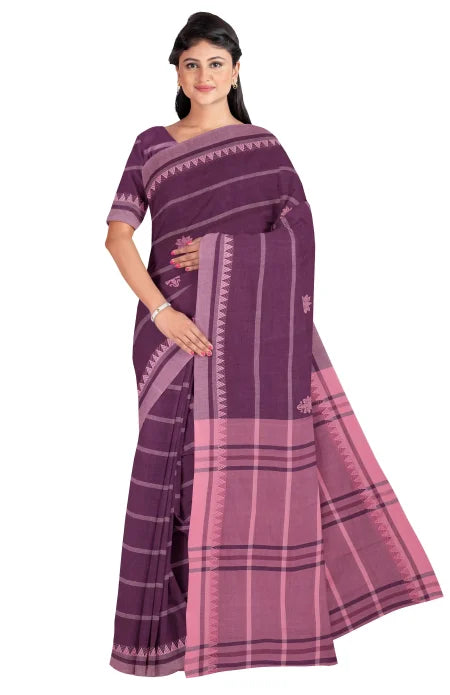Tangail Cotton Saree – Magenta - Retail Maharaj