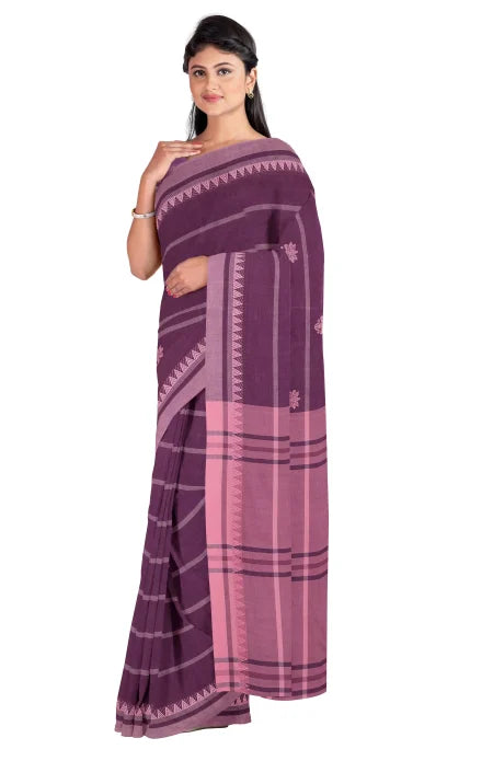 Tangail Cotton Saree – Magenta - Retail Maharaj