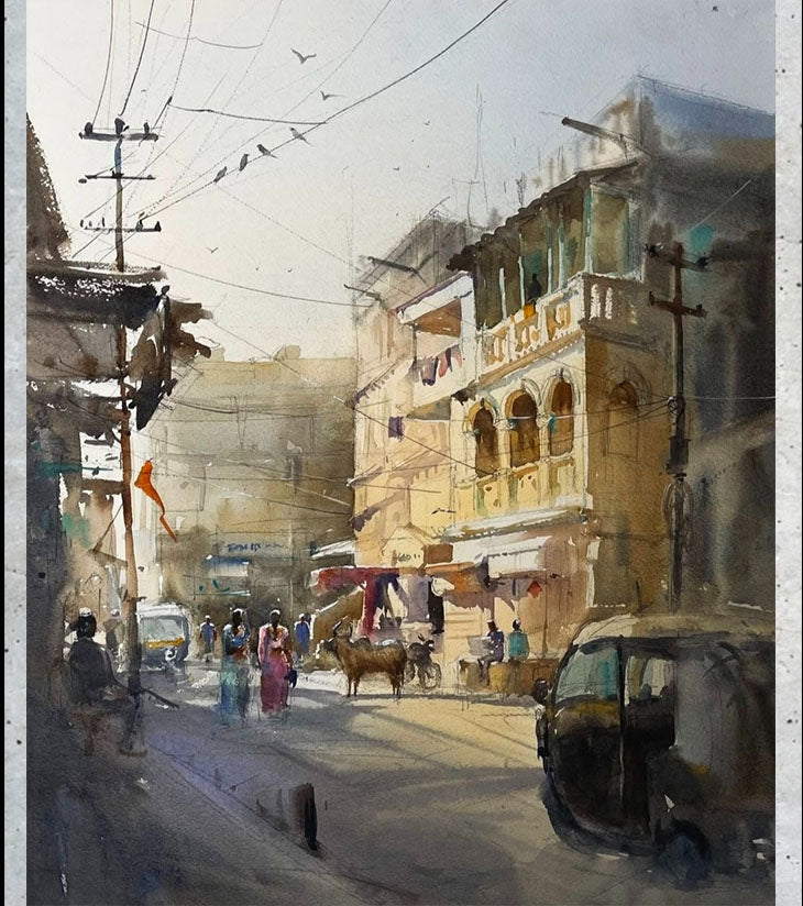 Banglar Janopad – A3 Watercolor Painting by Ranjan Kurmi - Retail Maharaj