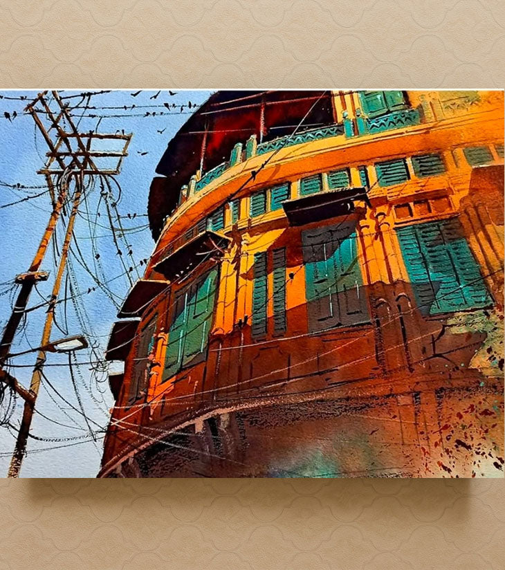 Kolkata Vibes – A3 Watercolor Painting by Ranjan Kurmi | Urban Kolkata Art - Retail Maharaj