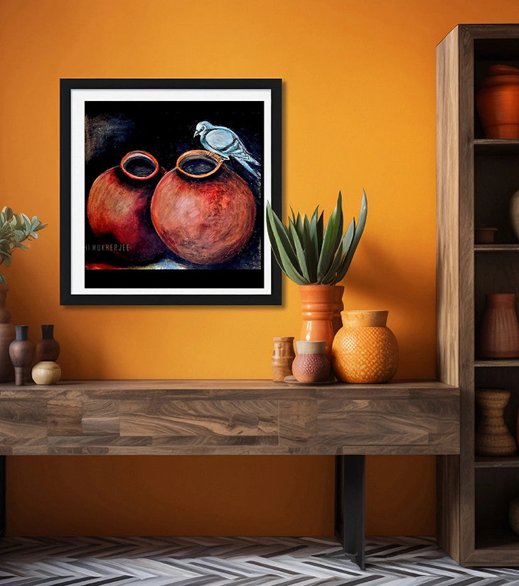 “Earthen Companionship” – Hand-Painted Acrylic Artwork by Rakhi Mukherjee - Retail Maharaj