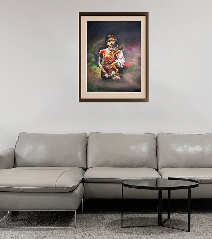 “Strength in Tenderness” – Handcrafted Oil Painting by Rakhi Mukherjee - Retail Maharaj