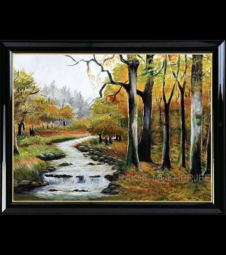 “Whispers of the Woods” – Handcrafted Oil Painting by Rakhi Mukherjee - Retail Maharaj