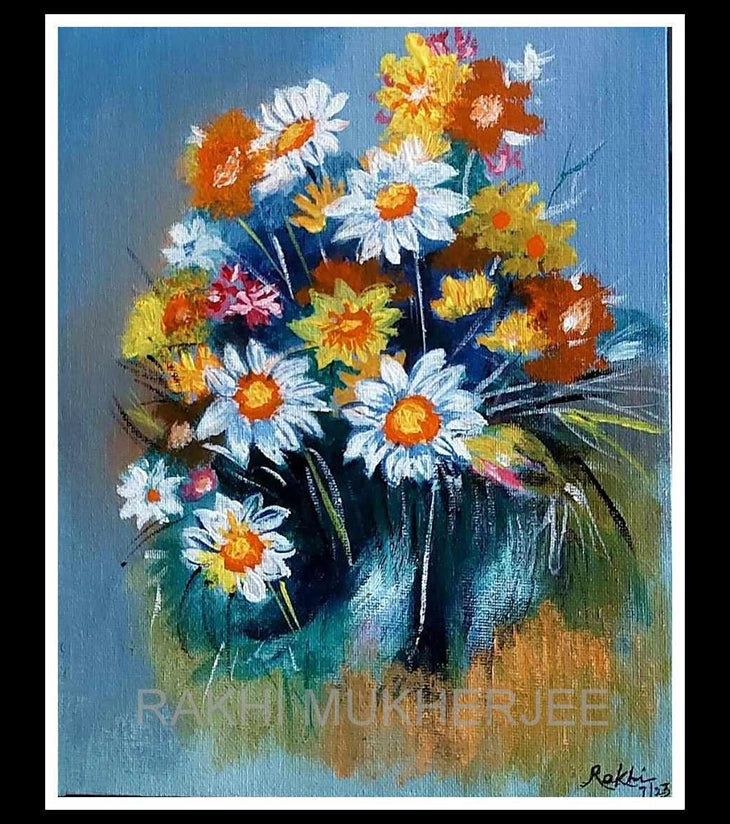 “Wild Bloom Symphony” – Handcrafted Acrylic Painting by Rakhi Mukherjee - Retail Maharaj