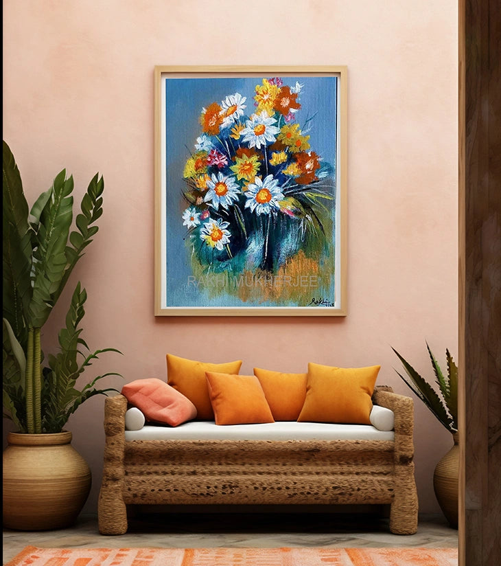 “Wild Bloom Symphony” – Handcrafted Acrylic Painting by Rakhi Mukherjee - Retail Maharaj