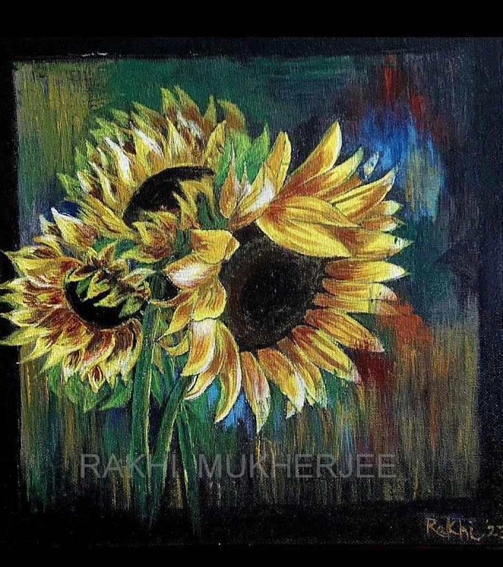 “Golden Gaze” – Handcrafted Acrylic Painting by Rakhi Mukherjee - Retail Maharaj