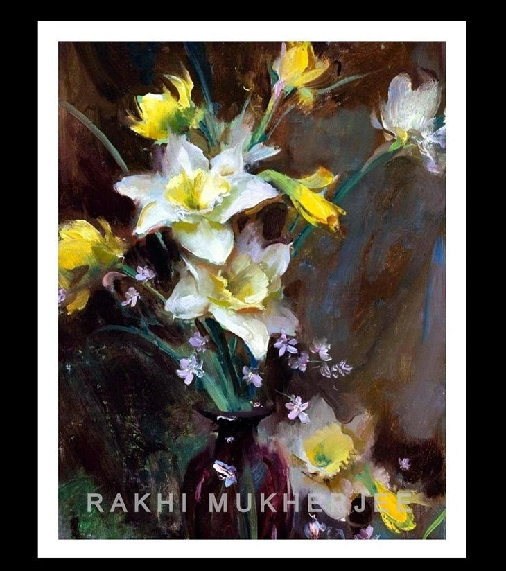 “Floral Symphony” – Hand-Painted Acrylic Art by Rakhi Mukherjee - Retail Maharaj
