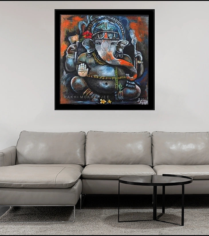 Divine Presence – Lord Ganesha Mixed Media Painting by Rakhi Mukherjee - Retail Maharaj