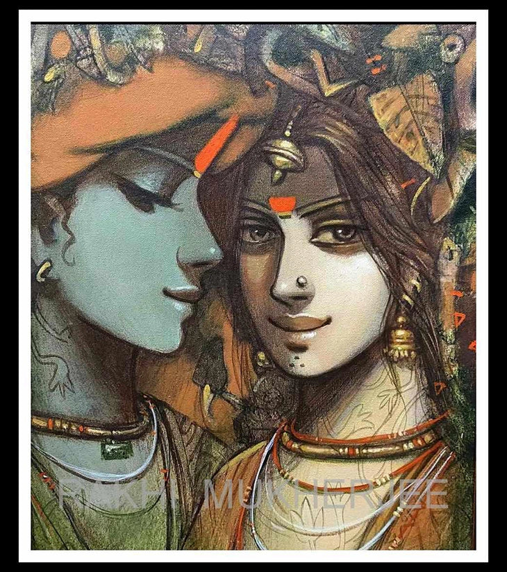 Eternal Bond – Radha Krishna Acrylic Painting by Rakhi Mukherjee - Retail Maharaj