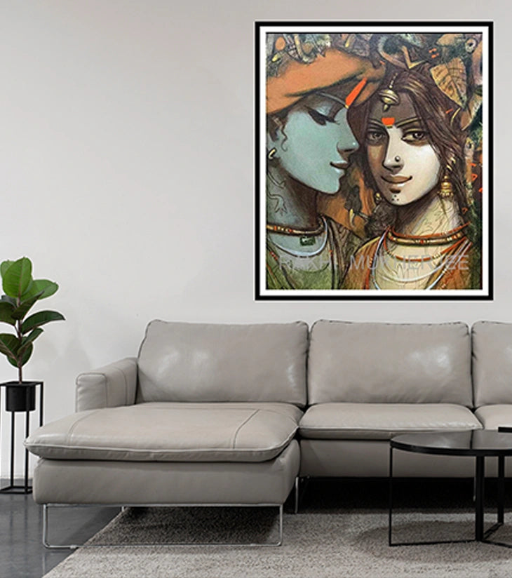 Eternal Bond – Radha Krishna Acrylic Painting by Rakhi Mukherjee - Retail Maharaj