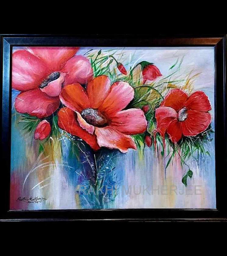 Blooming Grace – Floral Acrylic Painting by Rakhi Mukherjee - Retail Maharaj