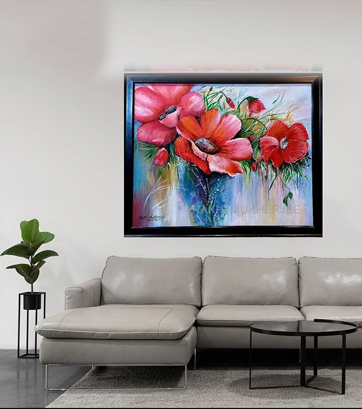 Blooming Grace – Floral Acrylic Painting by Rakhi Mukherjee - Retail Maharaj