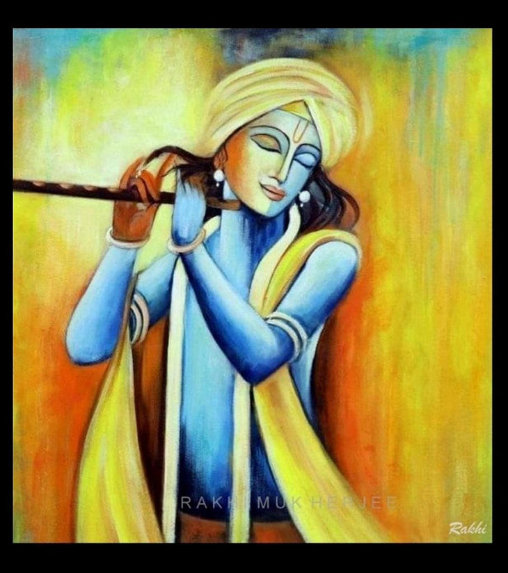 Melody Divine – Krishna Acrylic Painting by Rakhi Mukherjee - Retail Maharaj