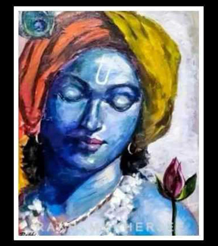 Krishna Tranquil – Mixed Media Painting by Rakhi Mukherjee - Retail Maharaj