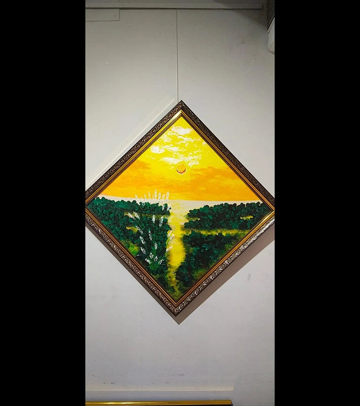 Sunrise Square – Hand-painted Acrylic Canvas Art by Samhita Bhowmik - Retail Maharaj