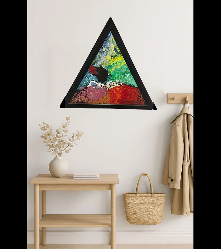 Trikon: Embrace of Colors – Hand-painted Acrylic on Canvas by Samhita Bhowmik - Retail Maharaj