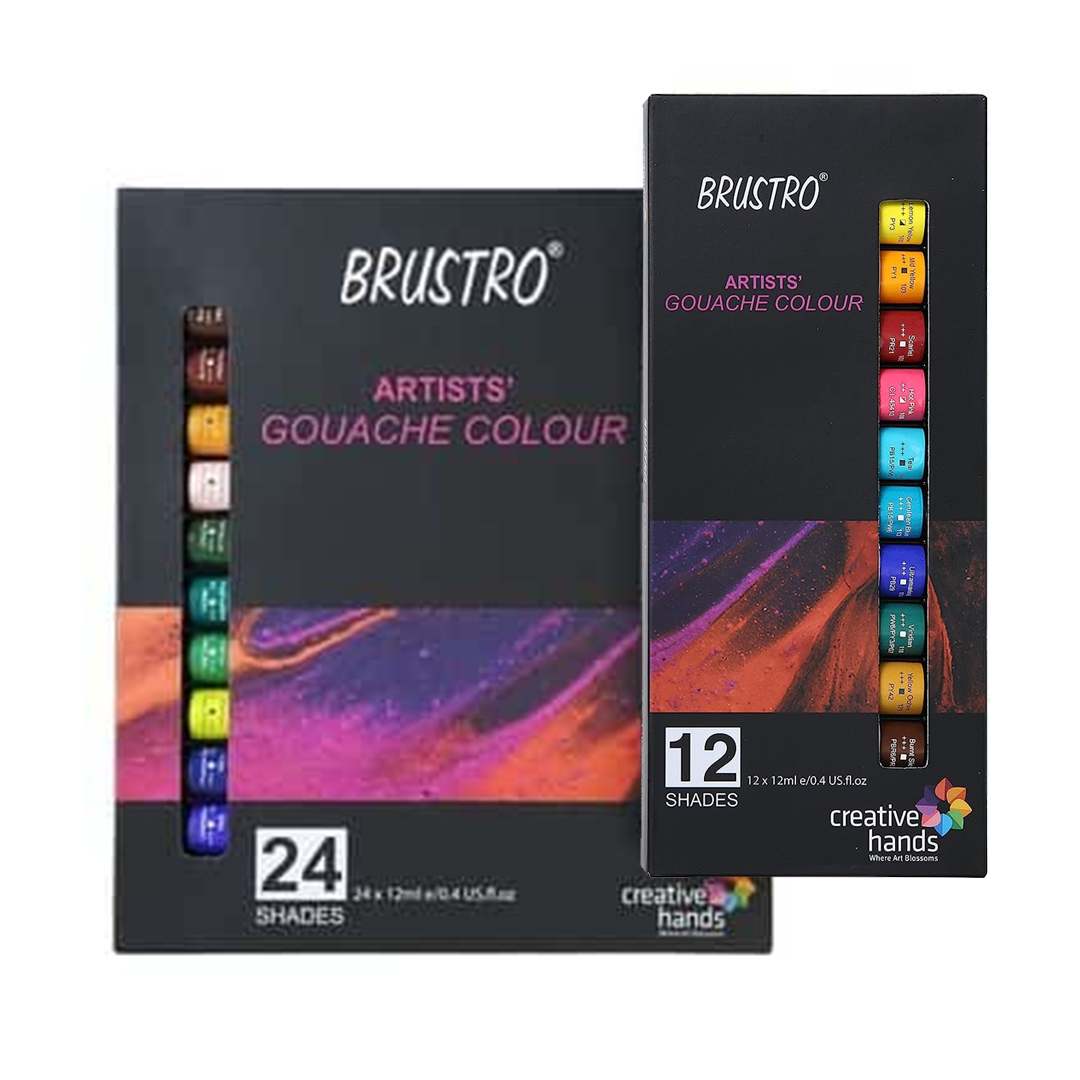 Brustro Artists Gouache Colour Set of 12 & 24