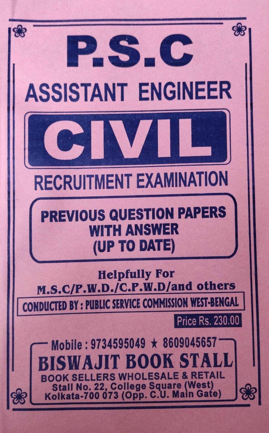 P.S.C Assistant Engineer (CIVIL) in English - Retail Maharaj