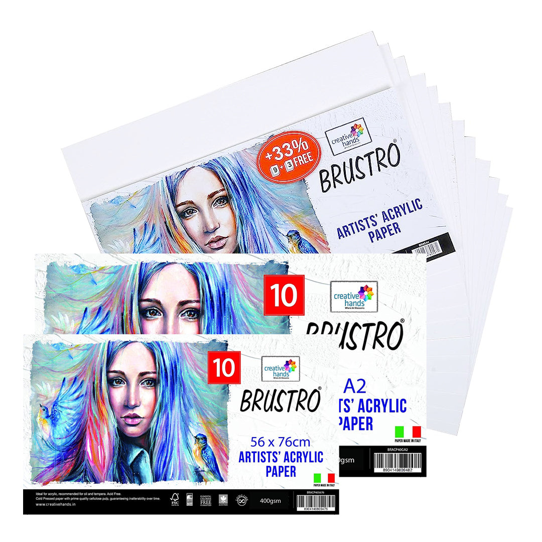 Brustro Artists Acrylic Painting Paper 400 GSM Open Stock Sheets