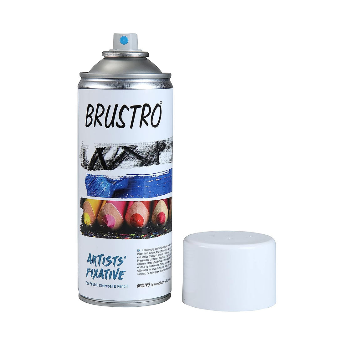Brustro Artists’ Transparent Fixative Spray for Pastels, Charcoal & Pencil – 400 ml