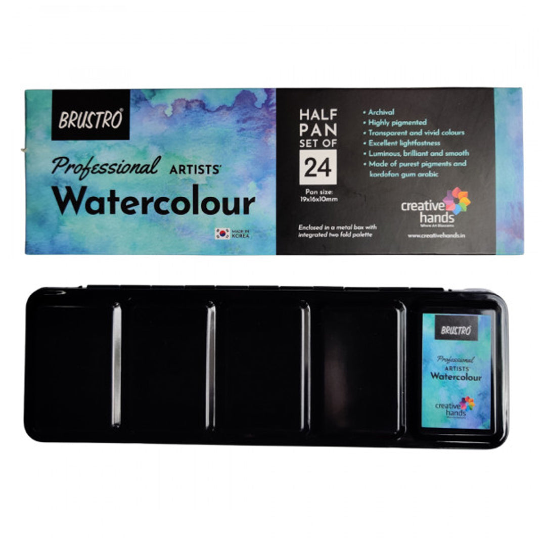 Brustro Professional Artists’ Watercolour 24 half Pan Set