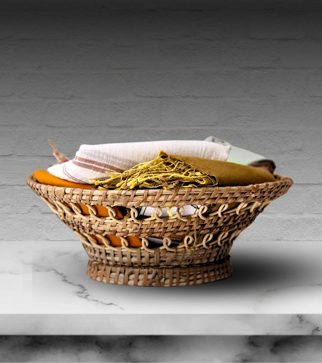 Cane Woven Small Basket | Handcrafted Natural Cane Storage & Decor - Retail Maharaj