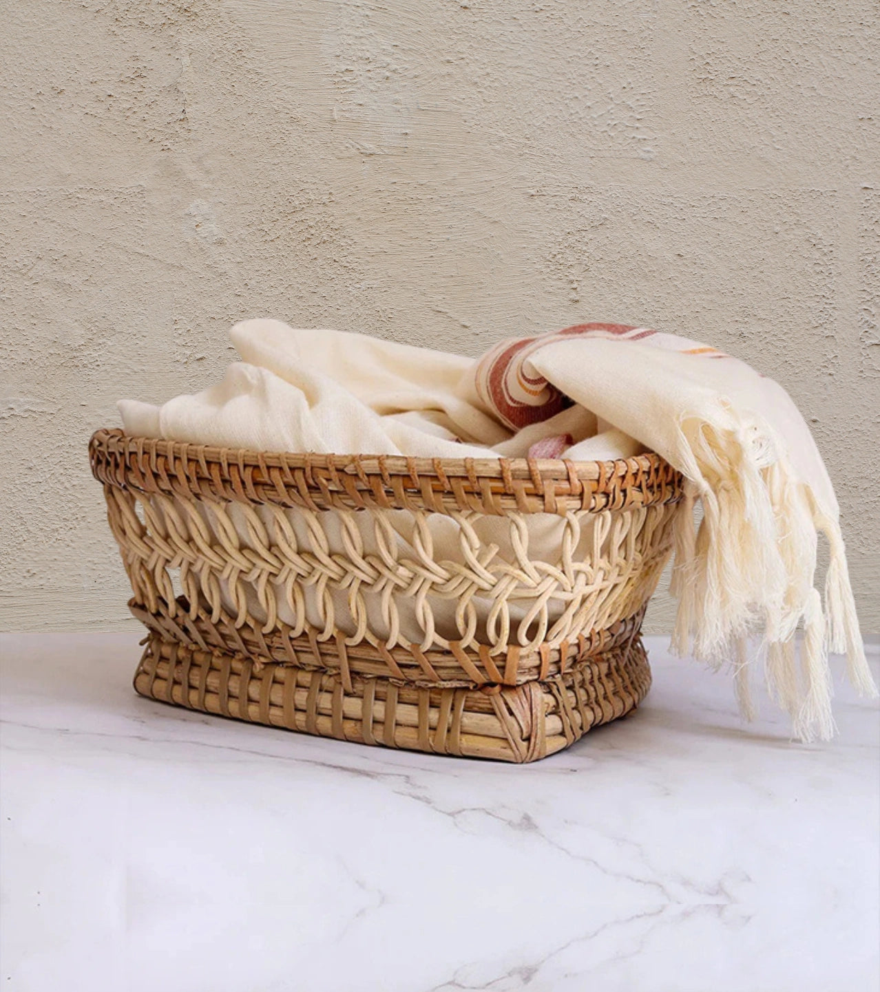 Cane Woven Triangular Basket | Handcrafted Natural Cane Storage & Decor - Retail Maharaj