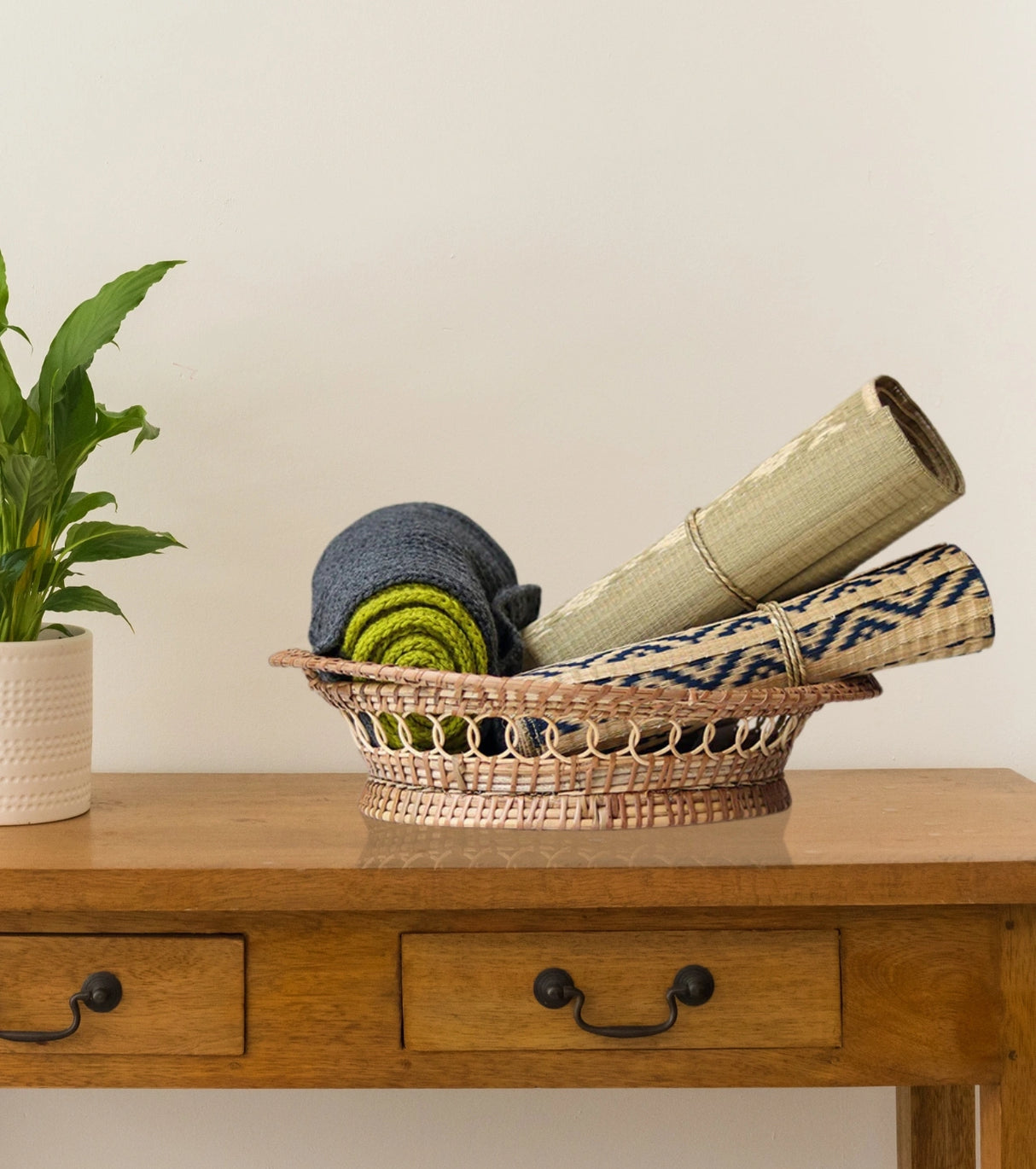 Cane Woven Oval Basket | Handwoven Cane Storage Solution - Retail Maharaj