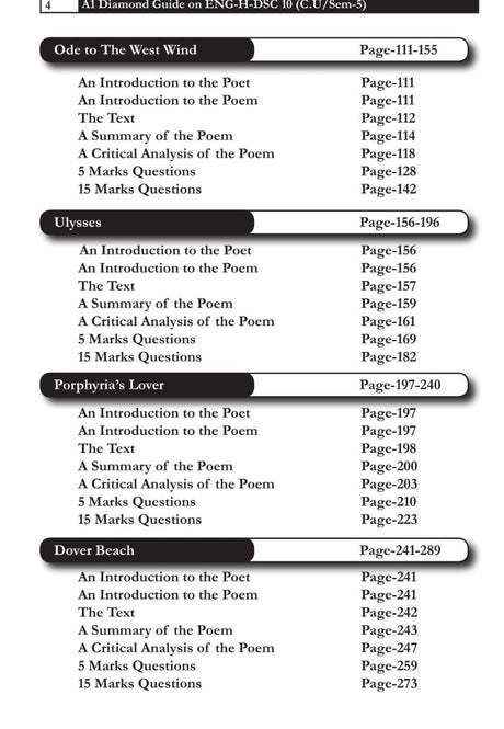 A One Diamond Guide on English Poetry From Romantic to Modern Poetry- II (ENG-H-DSC 10) for Calcutta University SEM-V : NEP Aligned B.A. Major/Minor Syllabus - Retail Maharaj