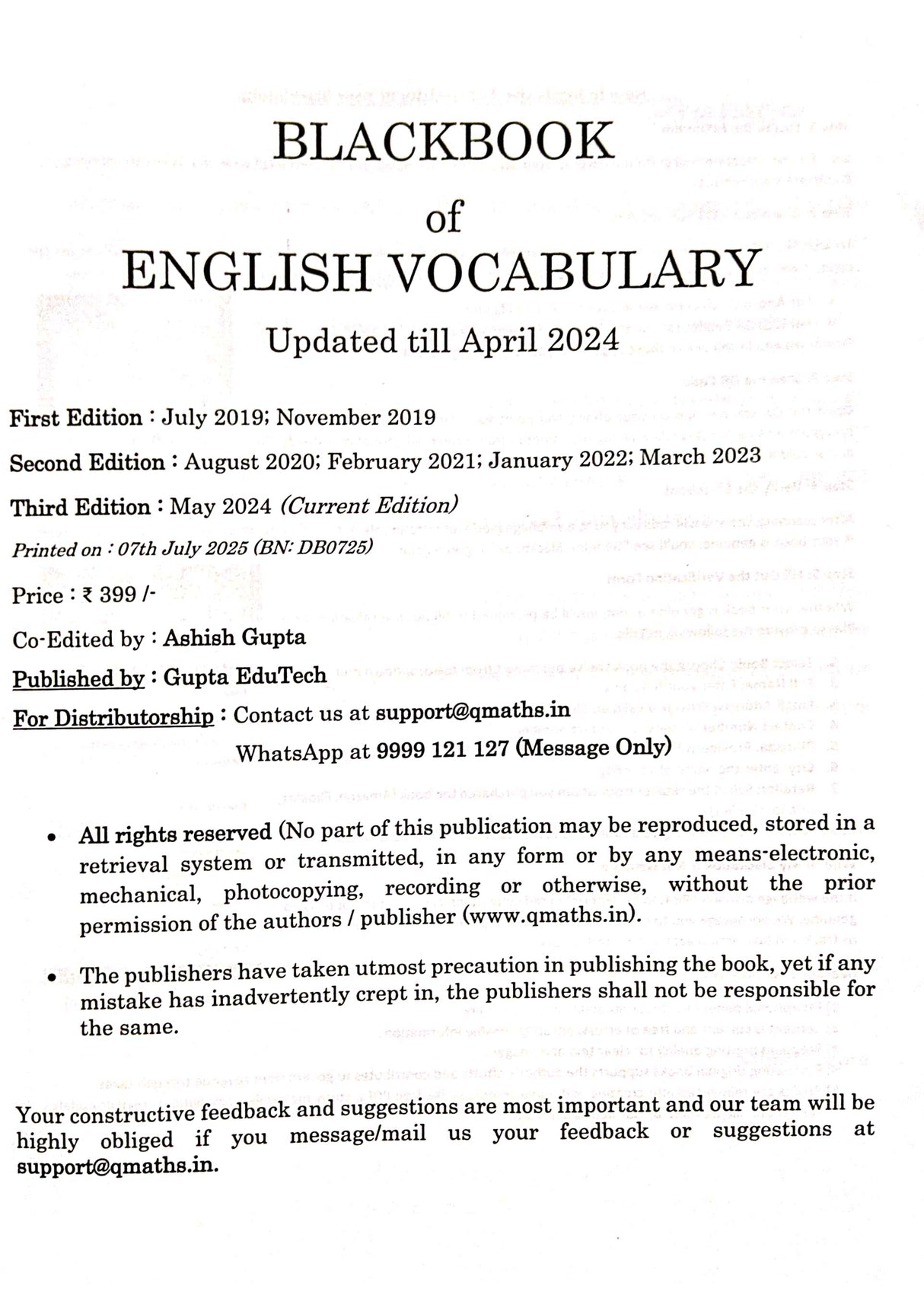 Topper's Choice Original BLACKBOOK of English Vocabulary by Nikhil Gupta – SSC, DSSSB, Defence, and Competitive Exams (2024 Edition) – One Word Substitutions, Idioms, Synonyms, Antonyms, Phrasal Verbs, & More – 20000+ Words (English/Hindi) - Retail Maharaj