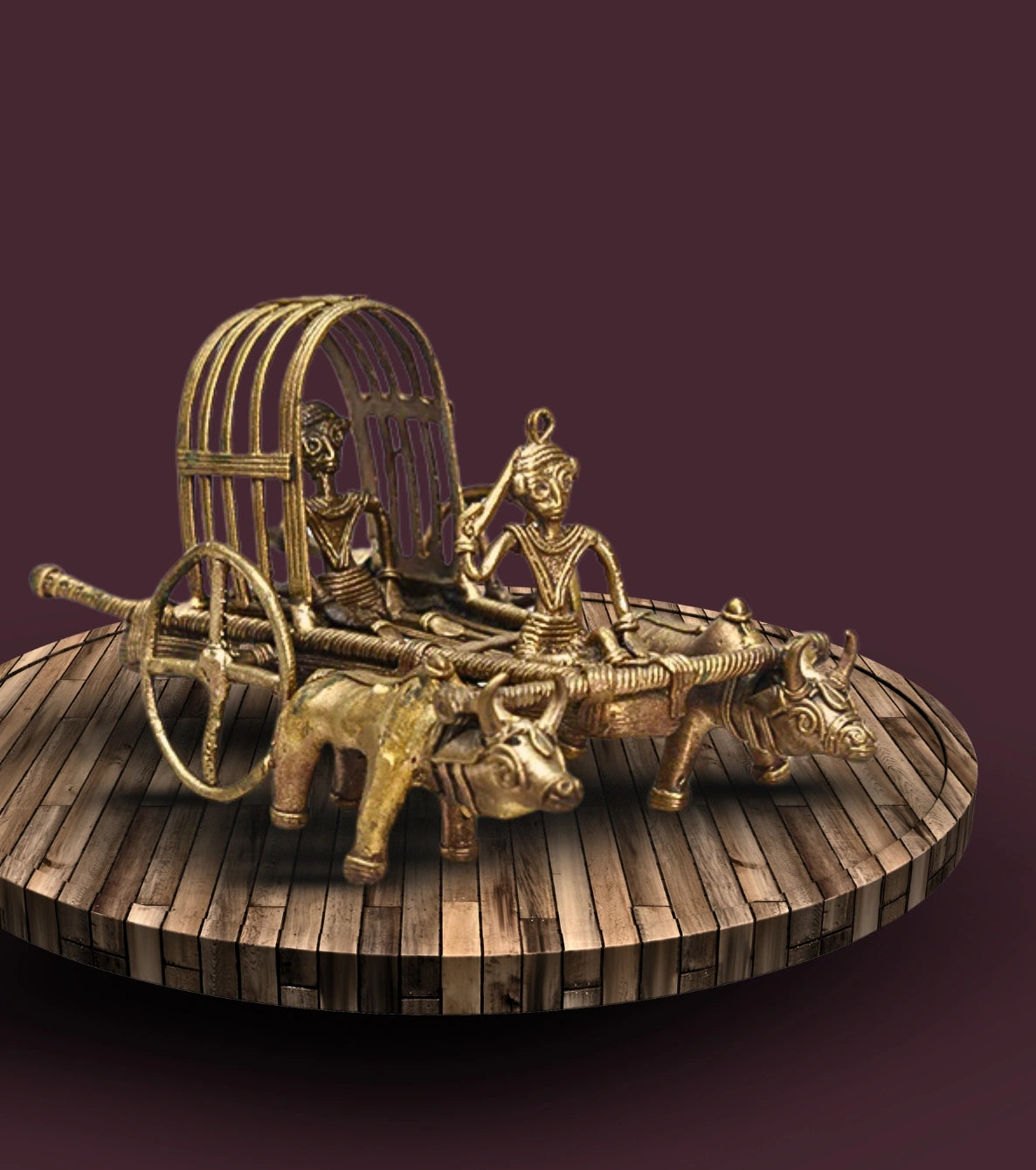 Dokra Cow Cart | Handcrafted Brass Figurine – Traditional Dhokra Art - Retail Maharaj