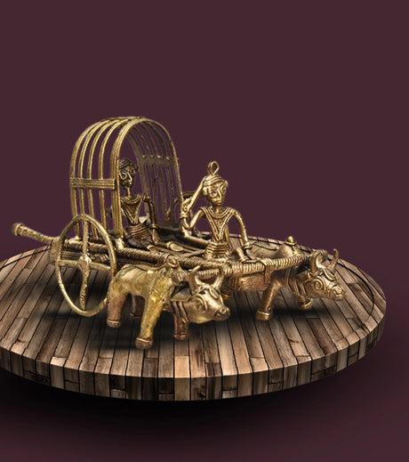 Dokra Cow Cart | Handcrafted Brass Figurine – Traditional Dhokra Art - Retail Maharaj