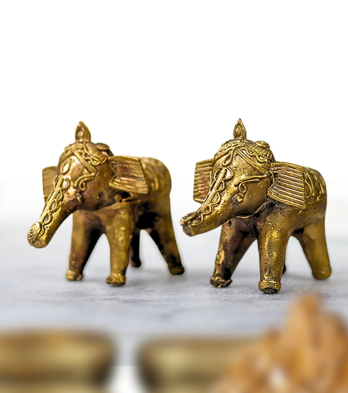Dokra Elephant Pair | Handcrafted Brass Figurines – Traditional Dhokra Art - Retail Maharaj