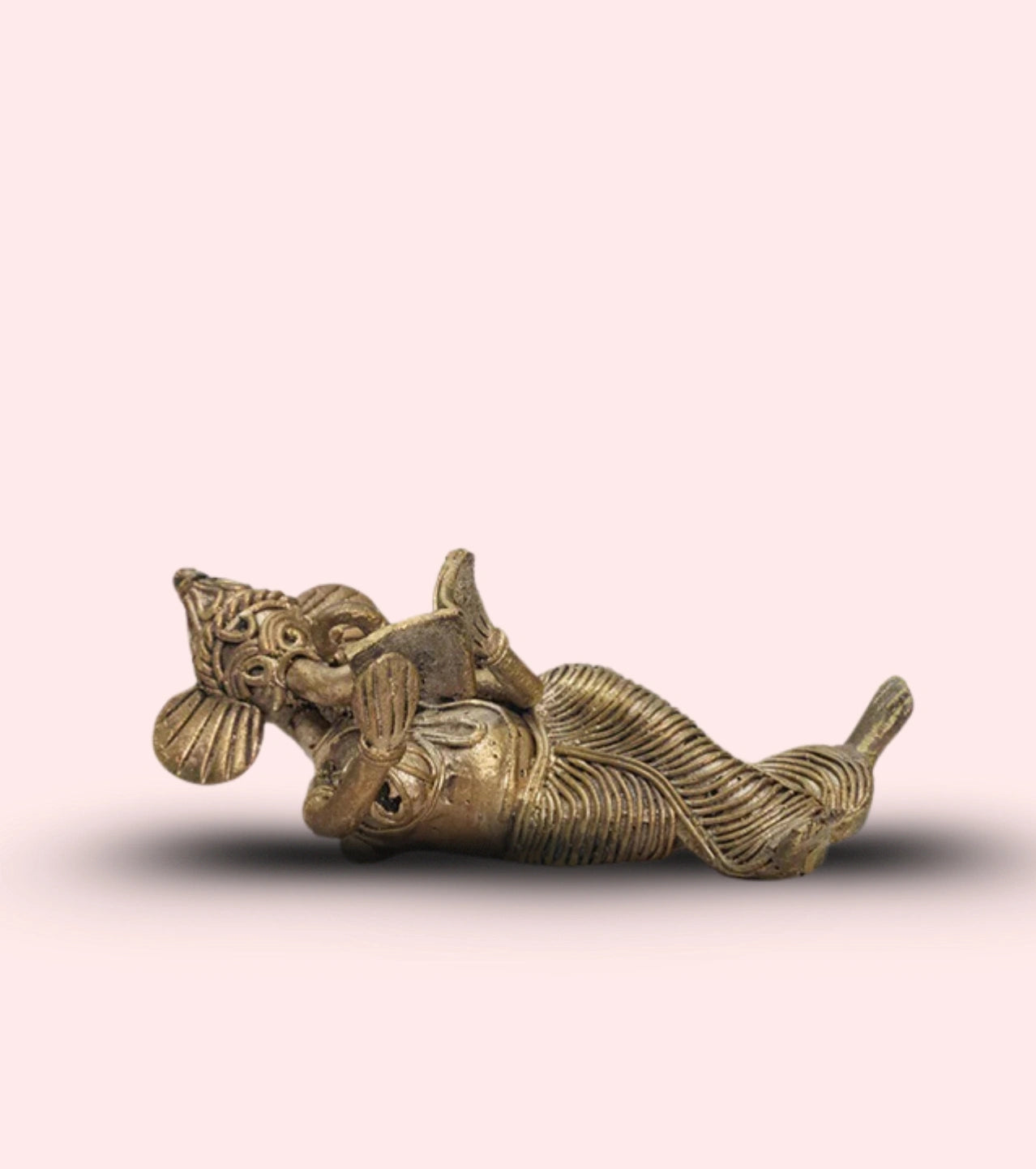 Dokra Reading Ganesh 7" | Handcrafted Brass Figurine – Traditional Dhokra Art - Retail Maharaj