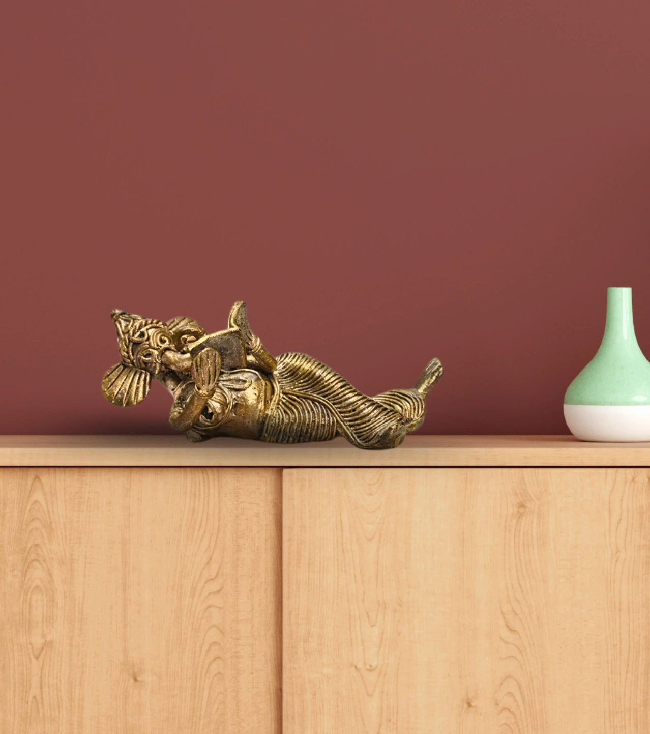 Dokra Reading Ganesh 7" | Handcrafted Brass Figurine – Traditional Dhokra Art - Retail Maharaj