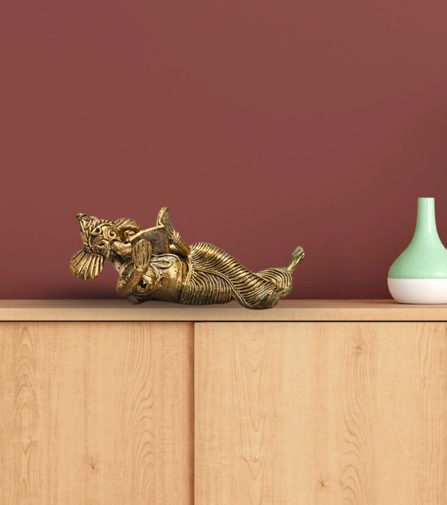 Dokra Reading Ganesh 7" | Handcrafted Brass Figurine – Traditional Dhokra Art - Retail Maharaj