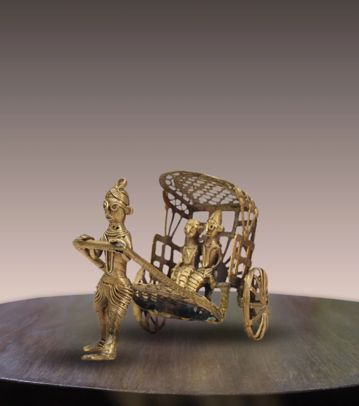 Dokra Rickshaw | Handcrafted Brass Figurine – Traditional Dhokra Art - Retail Maharaj