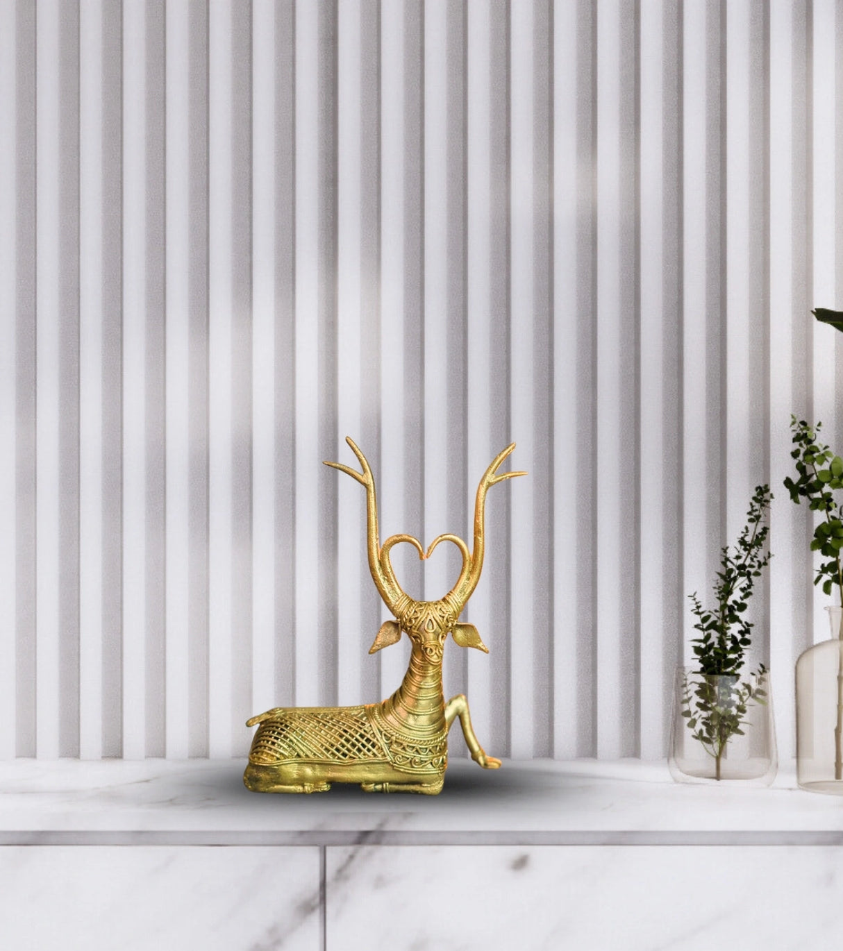 Dokra Seated Deer | Handcrafted Brass Figurine – Traditional Dhokra Art - Retail Maharaj