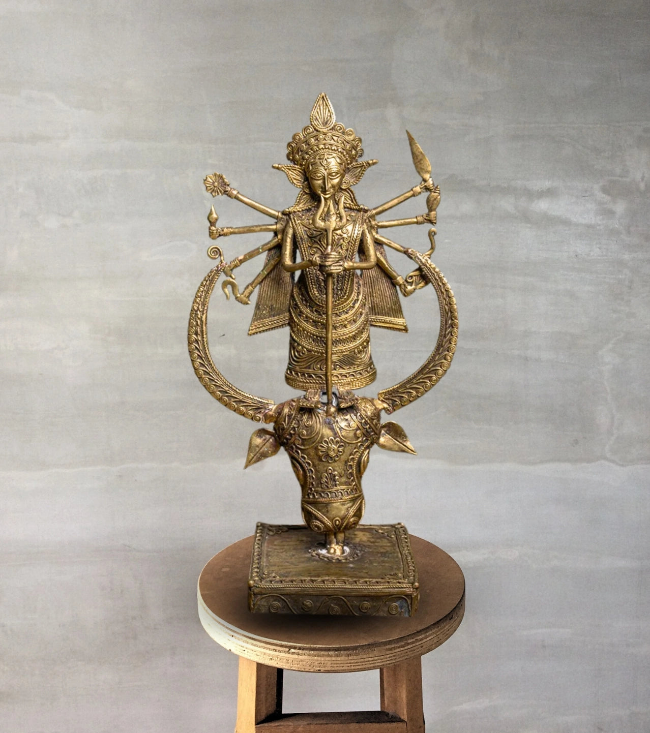 Dokra Standing Durga | Handcrafted Brass Idol – Traditional Dhokra Art - Retail Maharaj