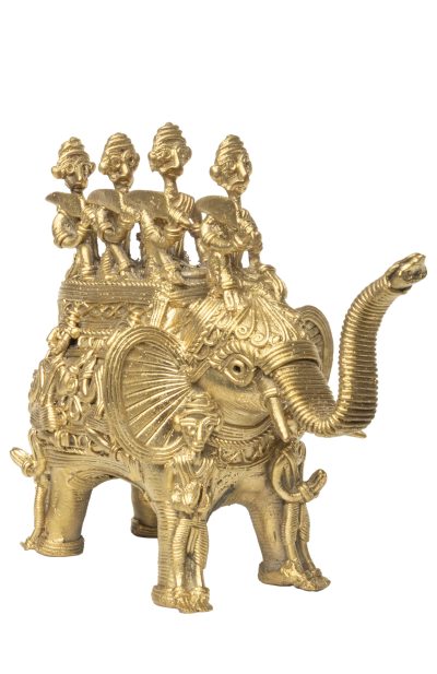 Dokra Table Top Elephant – Four Rider - Retail Maharaj
