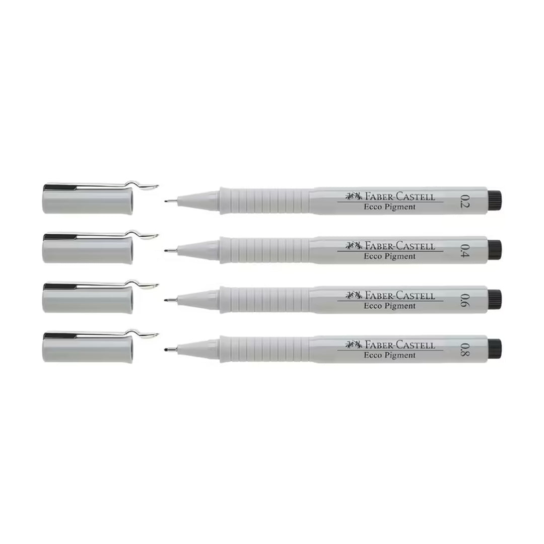 Faber Castell Ecco Pigment Fineliner Black Ink Wallet Set for Sketching Illustration and Technical Drawing