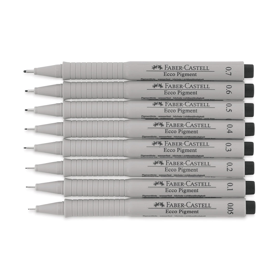 Faber Castell Ecco Pigment Fineliner Black Ink Wallet Set for Sketching Illustration and Technical Drawing