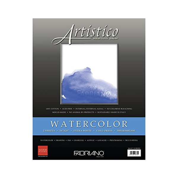 Fabriano Artistico Extra White 640gsm Cold Press Watercolor Sheets 16x20 Inch - Retail Maharaj