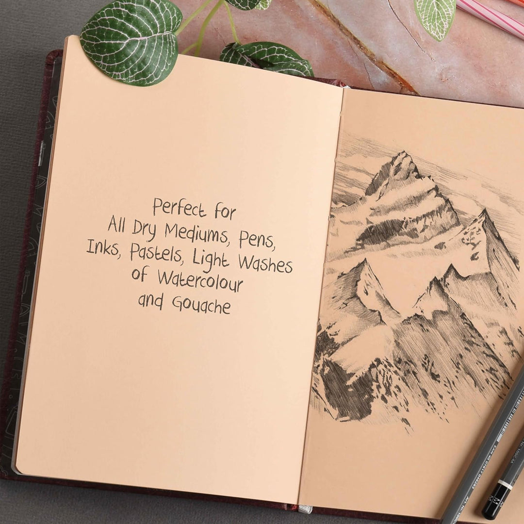 Scholar Flesh Toned Beige Paper Journal Sketchbook 160 GSM Hardcover - Retail Maharaj