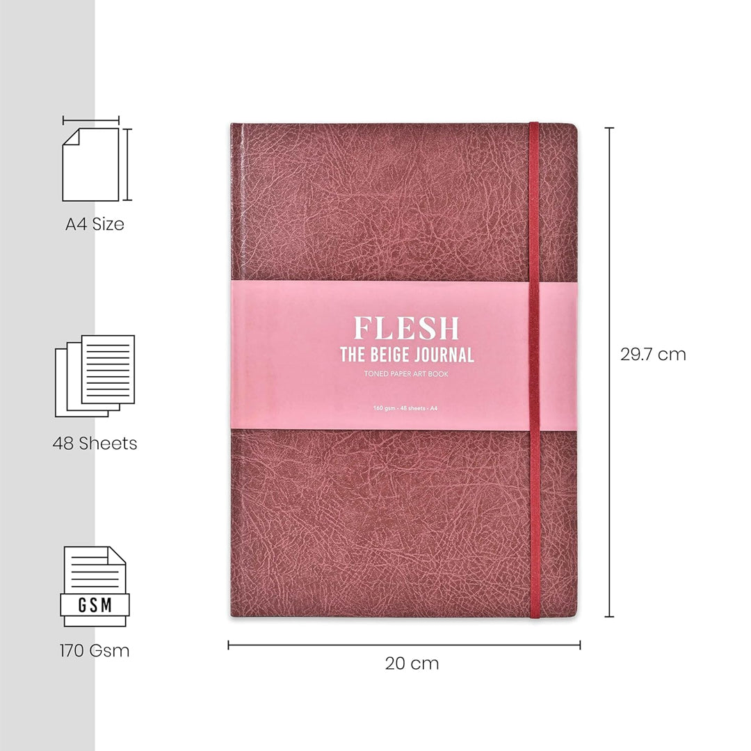 Scholar Flesh Toned Beige Paper Journal Sketchbook 160 GSM Hardcover - Retail Maharaj