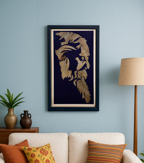 Vertical Rabindranath Tagore Wall Art – Handcrafted on Kachuripana Leaf - Retail Maharaj