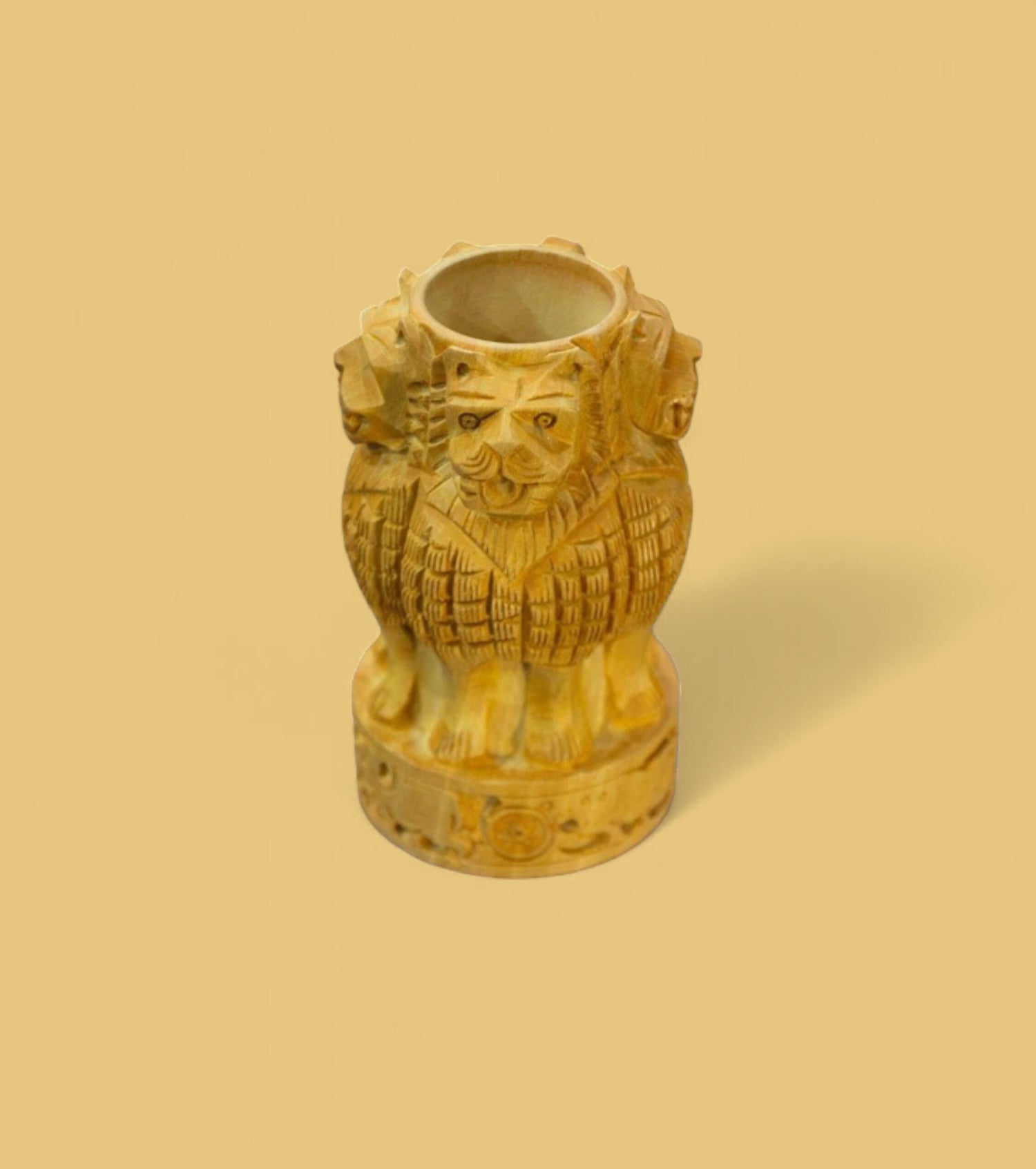 Eco Ashoka Stambha Pen Stand – Handcrafted Heritage Holder, Lion Capital of Ashoka Design - Retail Maharaj