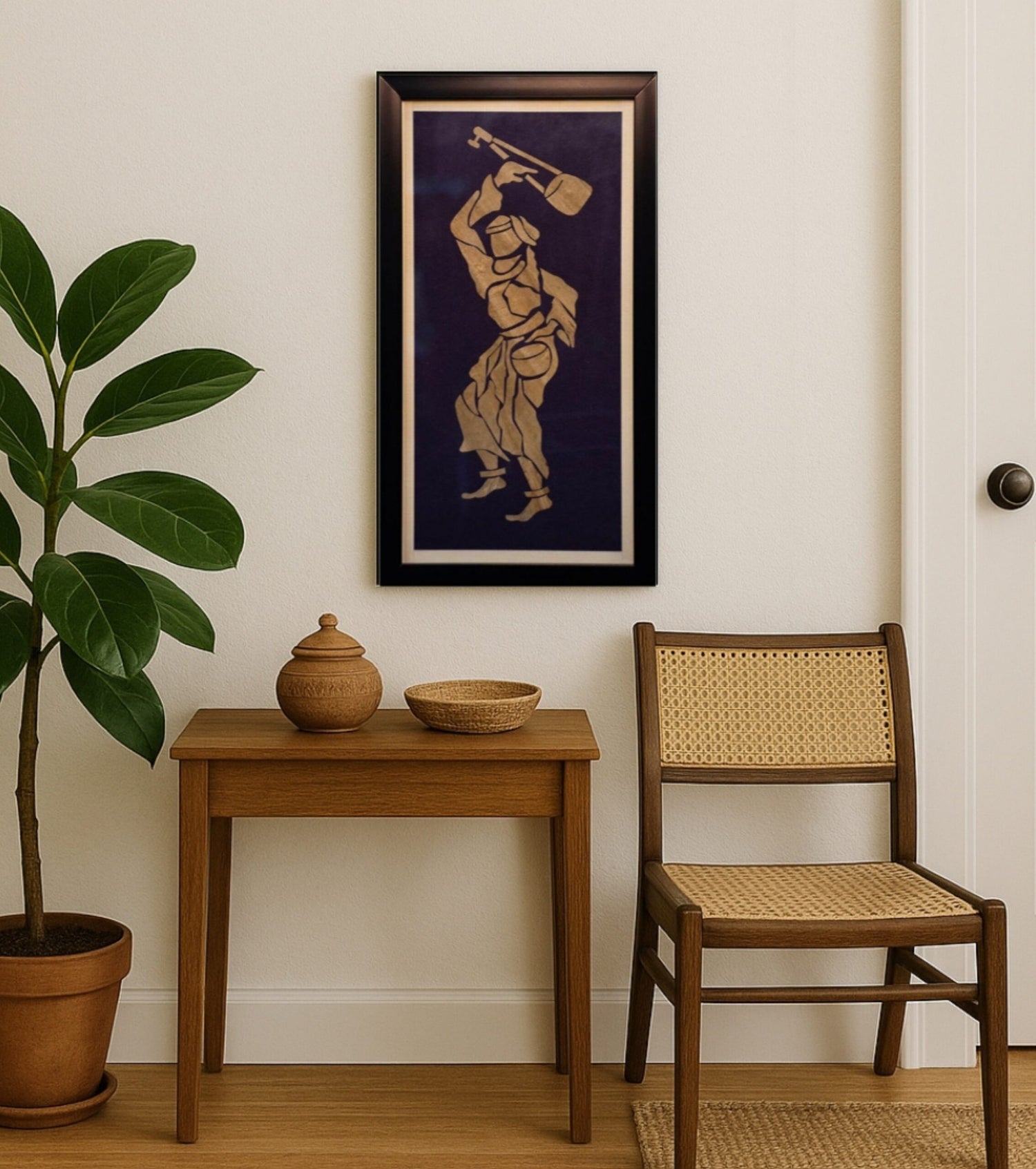 BANGLAR BAUL – Eco-Friendly Water Hyacinth Fiber Wall Art | Handcrafted Bengali Baul Tradition Wall Hanging - Retail Maharaj