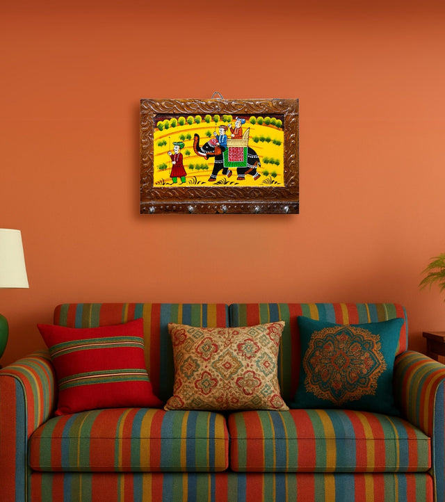 Wooden Dhola Maru Key Holder – Hand-Painted Rajasthani Folk Art - Retail Maharaj