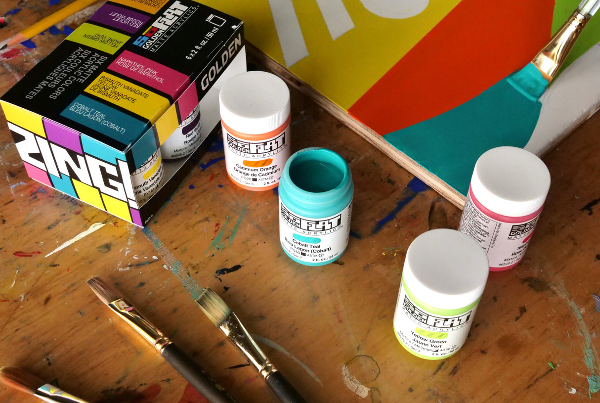 Golden SoFlat Matte Acrylic Paint Zing Set High Chroma Matte Colours with Smooth Leveling for Bold Professional Artwork